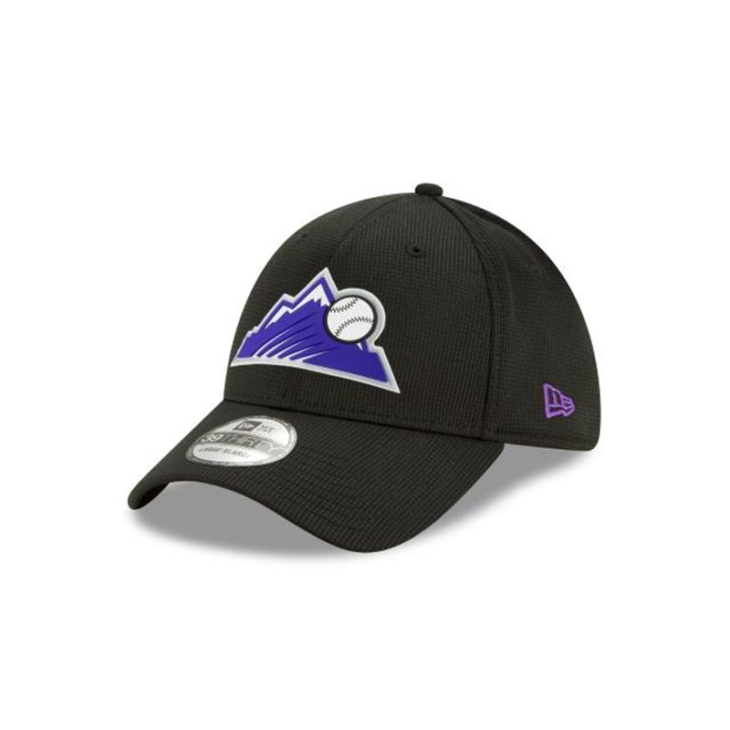 MLB Colorado Rockies Clubhouse Collection 39Thirty Stretch Fit (GCP9675) - Black New Era Caps